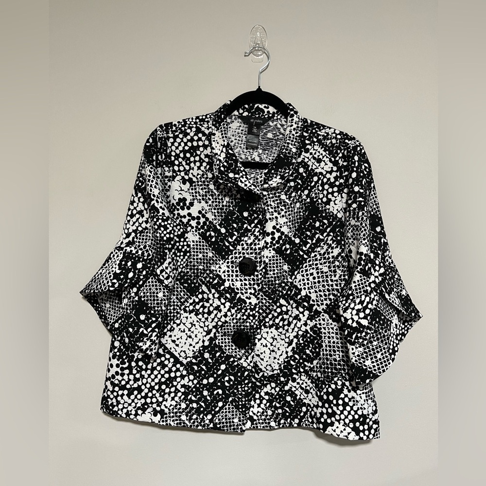 Ali Miles Abstract Patchwork Pixel Crop Jacket Size Petite Medium Artsy Modern